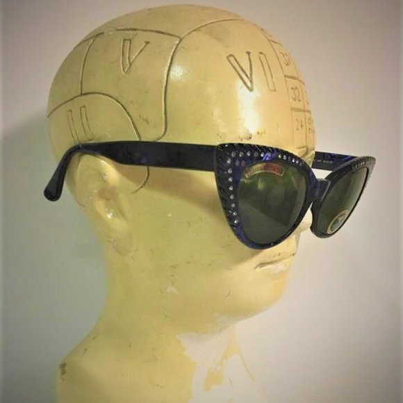 Vintage Dakota Smith Cat Eye Sunglasses Model 1033 "Las Vegas" style with Rhines - Picture 2 of 10